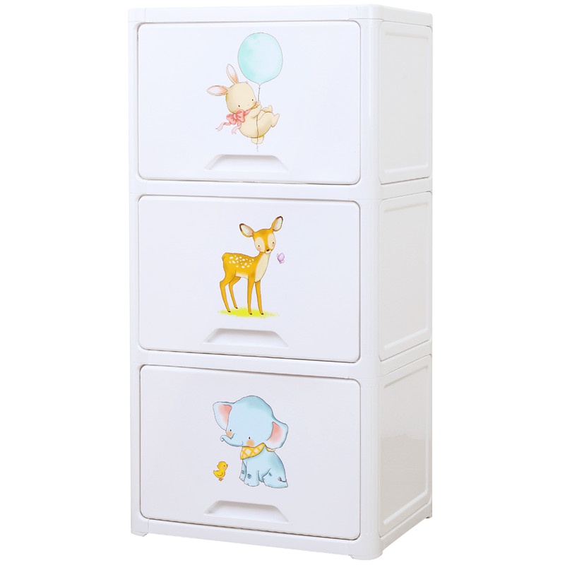 Yeya也雅收纳柜塑料儿童衣柜玩具储物柜子宝宝衣橱自由组合柜多层置物架 柔软时光 3层 WJ-45003