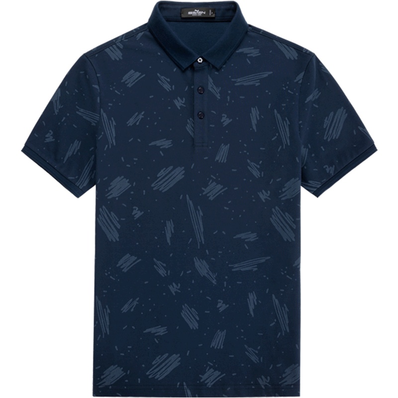 柒牌SEVEN男装中年商务休闲翻领弹力薄款夏季短袖T恤