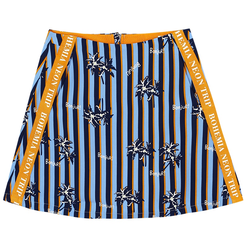 马克华菲女装春夏新款时尚简约百搭通勤ol条纹拉链短款半身裙潮