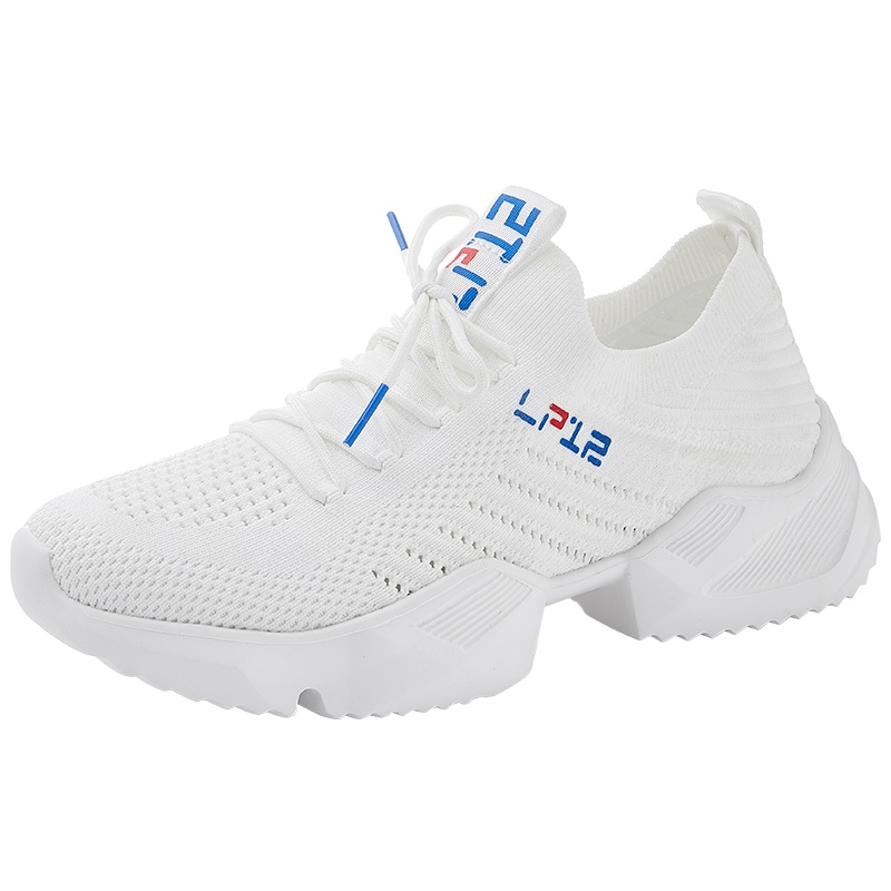 拉夏贝尔2019春季新款飞织运动鞋网面透气鞋子女休闲厚底百搭女鞋