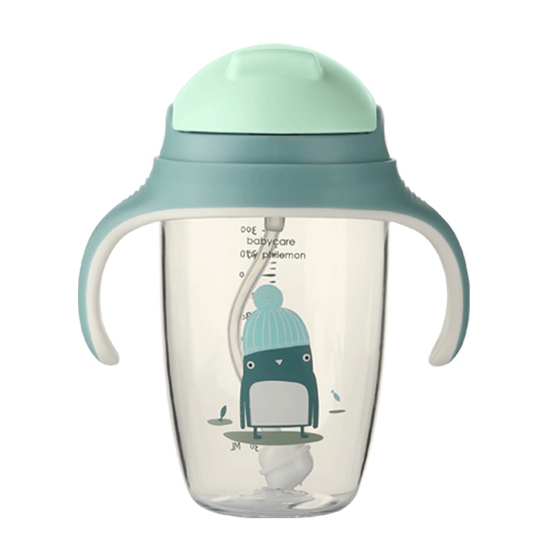 babycare宝宝婴儿学饮杯防漏防呛6-18个月吸管水杯防摔儿童鸭嘴杯 雀湖绿 2690