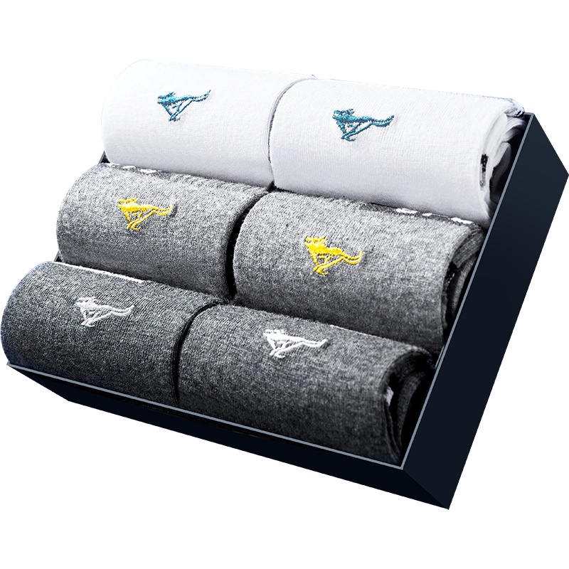 七匹狼【纯棉】6双装休闲春夏季男式运动风透气中筒纯棉男士袜子男