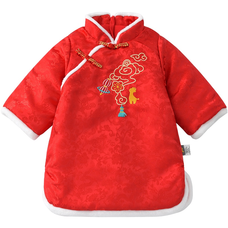 童泰(TONGTAI)2021年款秋冬儿童棉衣1-4岁女宝宝国风刺绣棉旗袍旗袍裙儿童旗袍