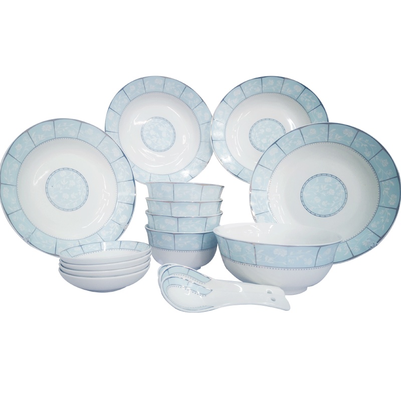 富昱景 碗碟套装景德镇餐具家用骨瓷简约欧式陶瓷筷盘子组合送礼21件小时代