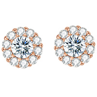 金一 18金立方氧化锆 新款玫瑰金 绽放A女士K金耳钉送女友 (定价)CEF007