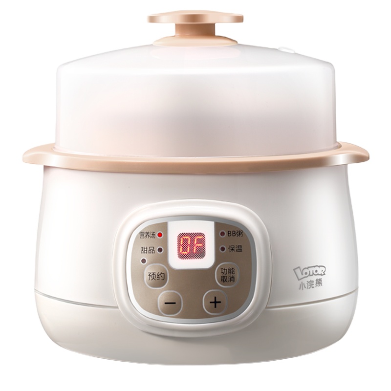小浣熊电炖锅DDZ-8A-YW 卡其色0.8L一锅双胆迷你煮粥神器煲汤隔水炖家用全自动燕窝电炖盅