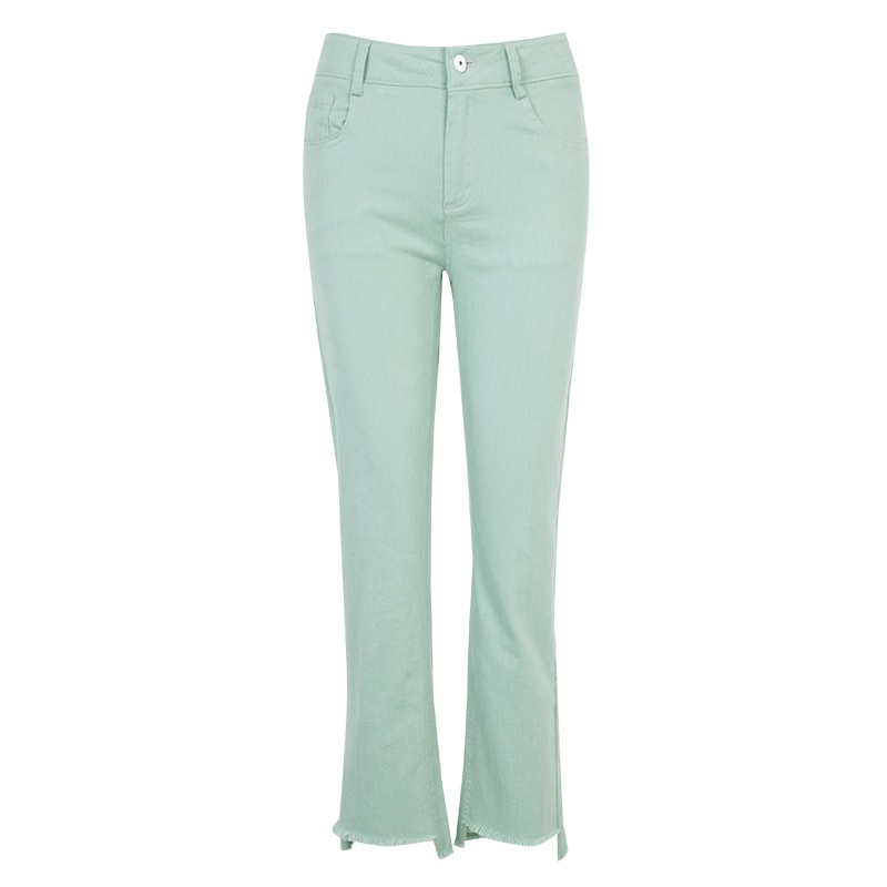 晚白2020夏季新品通勤时尚简约纯色百搭高腰直筒裤休闲裤牛仔裤女