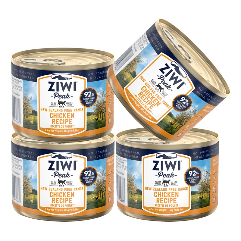 巅峰ZiwiPeak 鸡肉配方猫罐头185g*4罐高含肉量宠物罐头猫湿粮