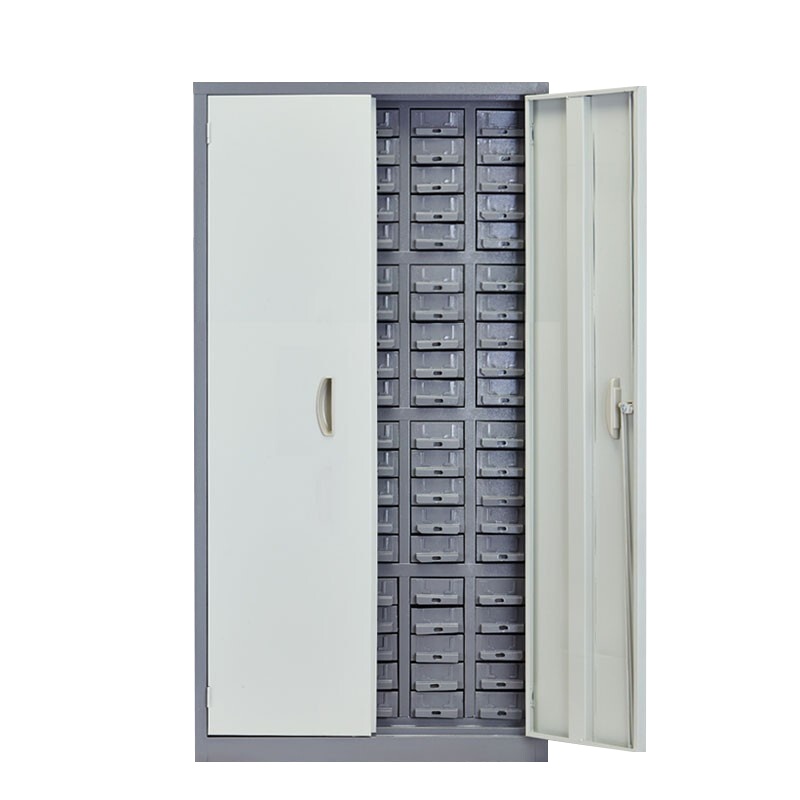 震海 100抽带门零件柜透明小号抽屉五金配件收纳柜零配件收纳柜螺丝元件盒样品物料柜零件柜