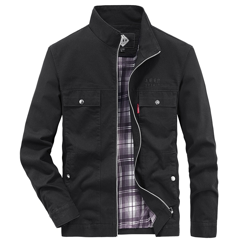 JEEP SPIRIT吉普外套男2021秋季新款翻领纯棉青年男士外套休闲百搭夹克衫