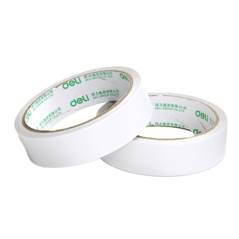 得力30403双面胶 两面胶 棉纸 手工胶带 2.4cm*10y 办公用品