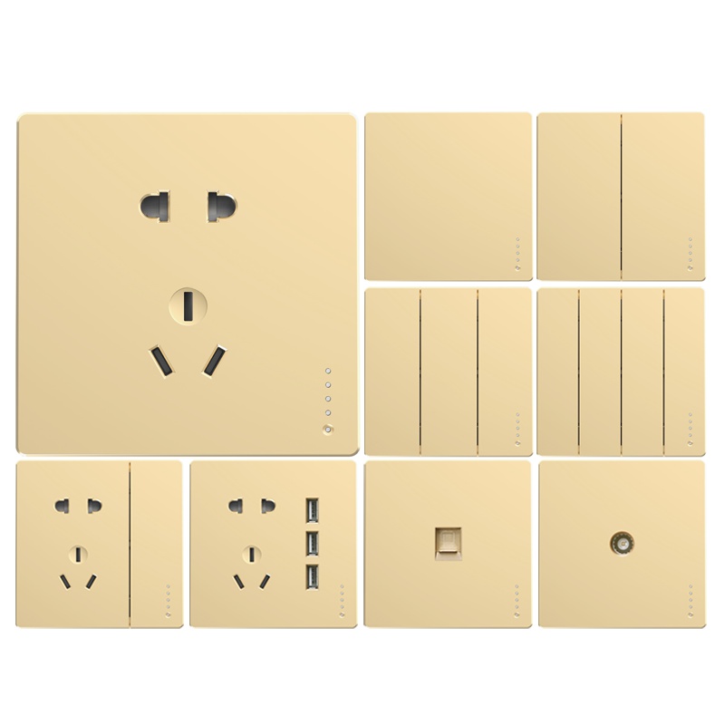 欧奔(EUROB)开关插座86型墙壁家用开关插座面板暗装usb5五孔插座面板多孔