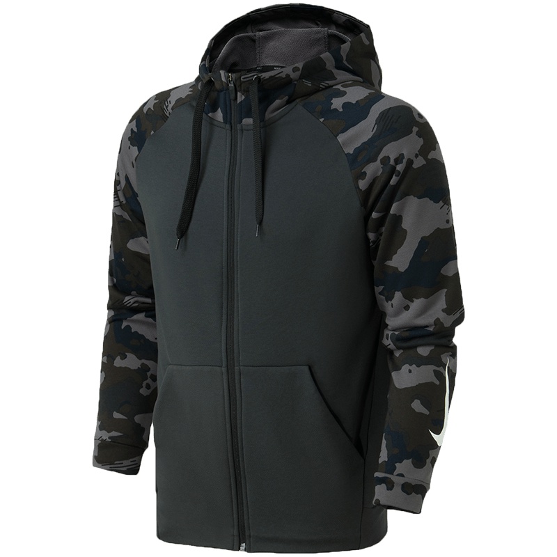 耐克男装夹克时尚迷彩连帽开衫外套休闲运动服AQ1139 L AQ1139-060煤黑+白