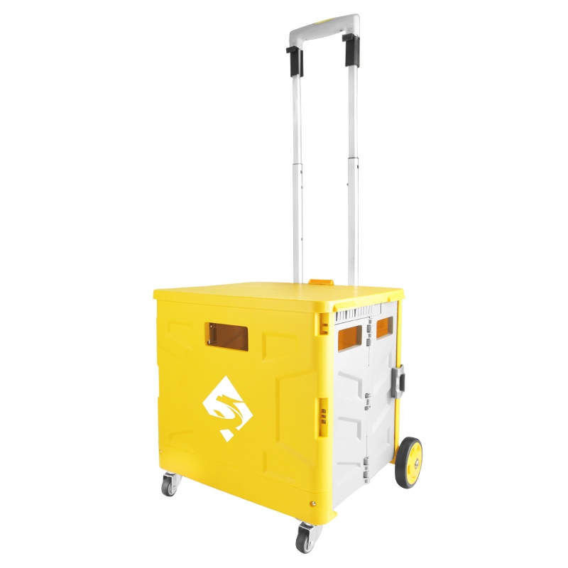 新越昌晖铝合金购物车超市买菜车折叠小推车手拉车便携手推车小拖车家用拉杆行李车拉货 柠檬黄 XYSL03