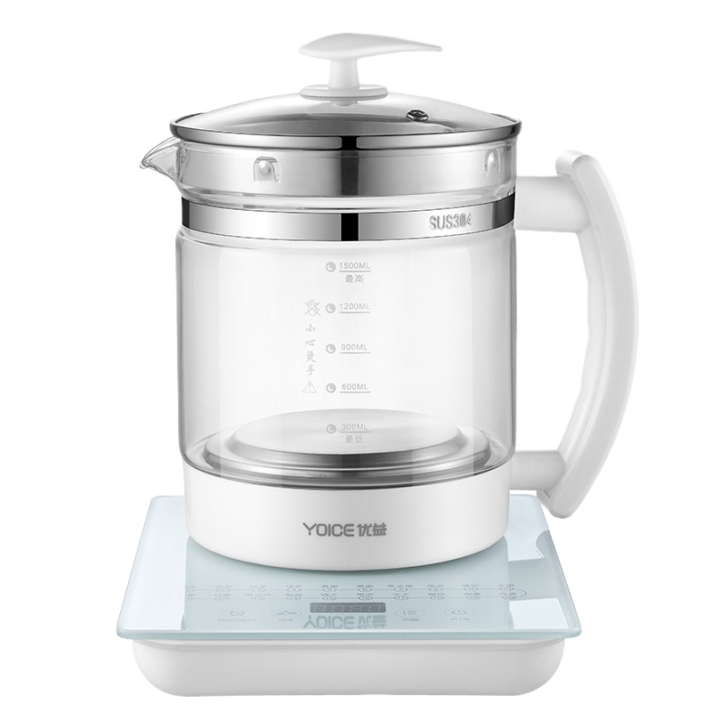 PY 优益 Y-YSH3养生壶 全自动热水壶 加厚玻璃电水壶 煎药壶煮茶器1.5L+蛋架