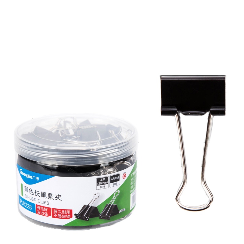 广博(GuangBo) PJ5228 25mm筒装长尾票夹 25mm 黑色(单位:筒)
