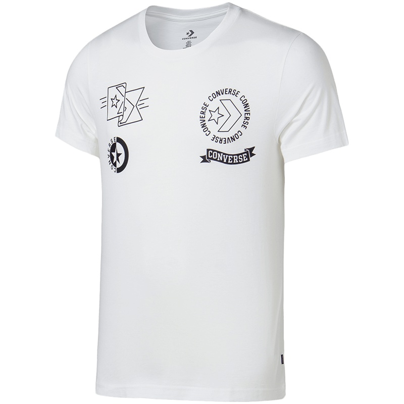 【自营】CONVERSE匡威男装短袖T恤圆领针织印花休闲上衣10008080-A02 L 10008080-A02白色