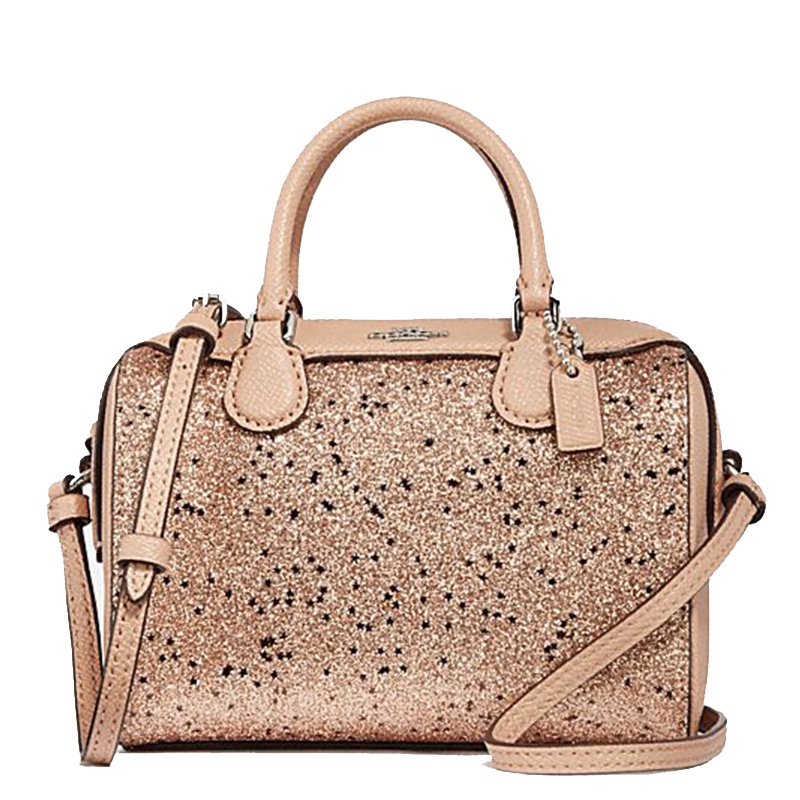 [直营 圣诞限量版]蔻驰(COACH) Bennett系列闪耀亮片硬真皮超迷你波士顿包女士单肩包斜挎包手提包女包