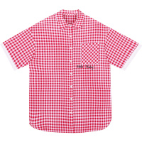 2019夏装新款vetiver防晒格子衬衫女短袖衬衣设计感小众轻熟森女