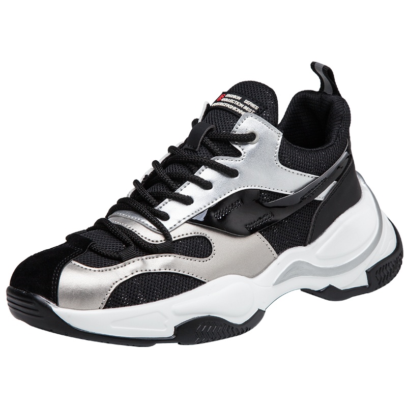 Amengze艾梦哲 2020新款男鞋 亮皮拼接跑步鞋 低帮飞织运动鞋 透气旅游鞋慢跑鞋