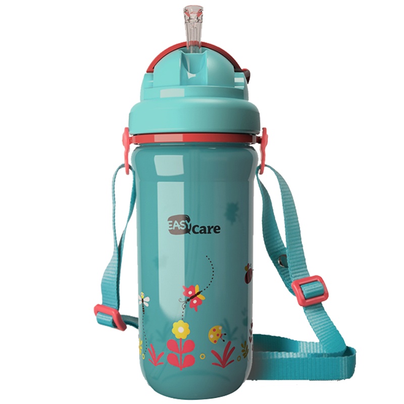 伊斯卡尔(Easy Care)450ml虫儿飞儿童水杯宝宝学饮杯幼儿园学生水壶吸管杯防漏防喷运动水壶蓝色
