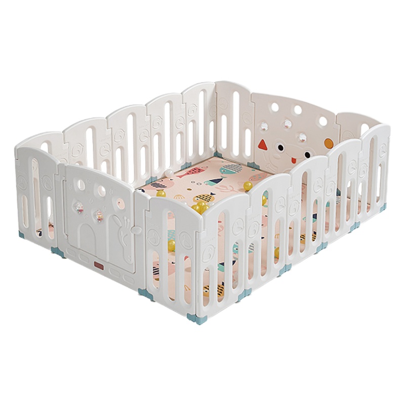babycare儿童游戏围栏室内婴儿防护栏爬行垫安全学步14+2辛德白围栏+爬行垫[套装]