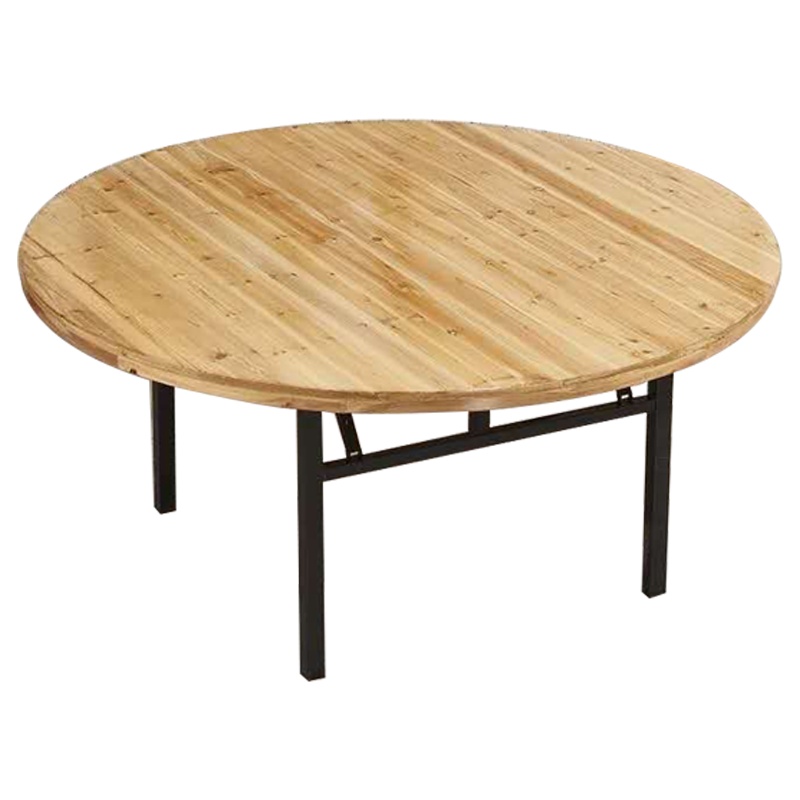 创世人 酒店圆桌餐厅圆桌带转盘可折叠餐桌家用商用餐桌实木杉木折叠圆台多尺寸选择可定制