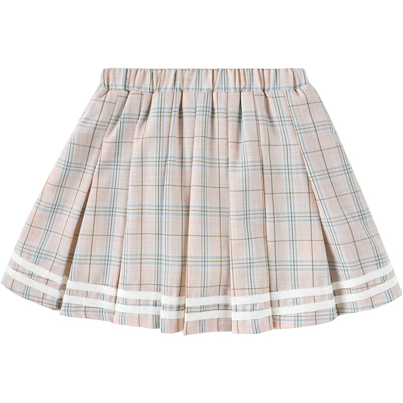 铅笔俱乐部童装女童jk短裙百褶裙儿童中大童半身裙格子2024春装