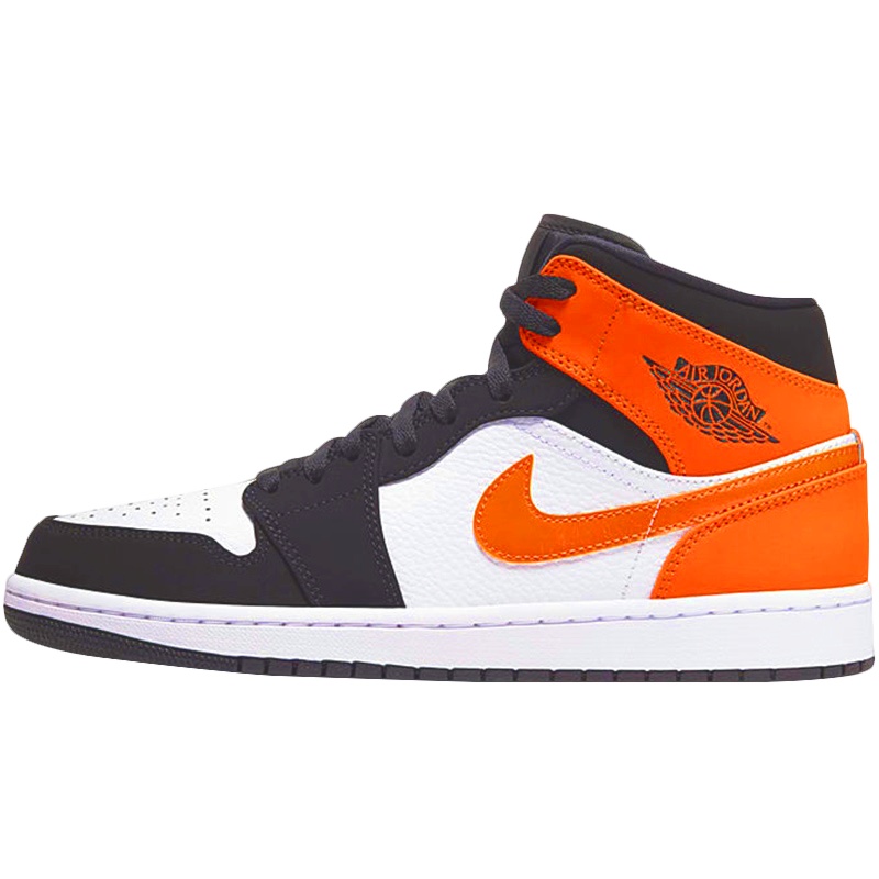 耐克(NIKE)Air Jordan 1 Mid AJ1 黑橙扣碎篮板中帮球鞋554724-058