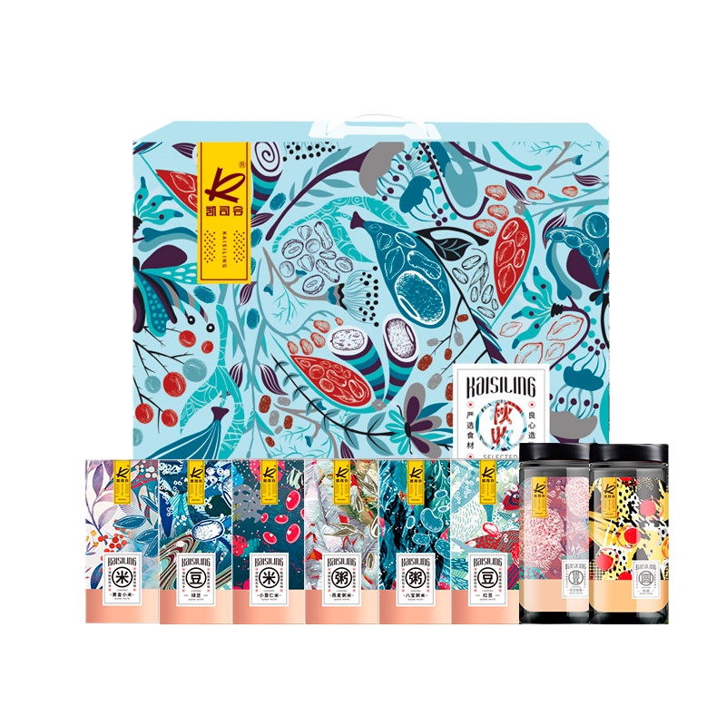 凯司令 秋收杂粮礼盒2.39kg(小薏仁米、八宝粥米、红豆、桂圆、燕麦粥米、剪花银耳、绿豆、黄金小米)