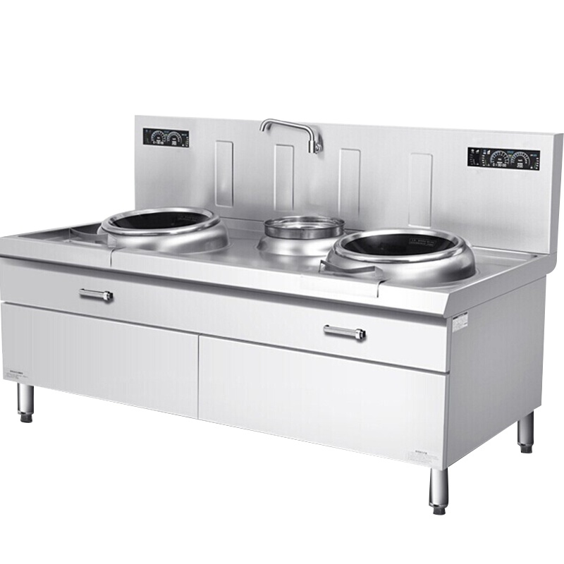 德玛仕(DEMASHI)大功率商用电磁炉大锅灶 学校食堂酒店厨房设备 12kw双头单尾爆炒炉HW-SXC12C-01