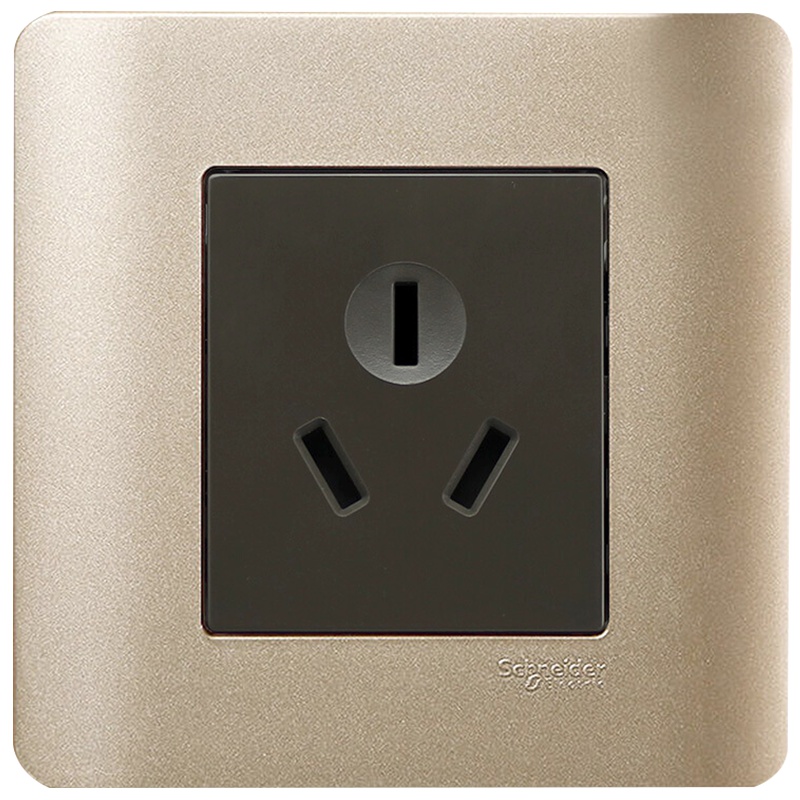 施耐德电气（Schneider Electric）三孔插座 空调墙壁开关电源插座面板 16A 轻点 格调棕