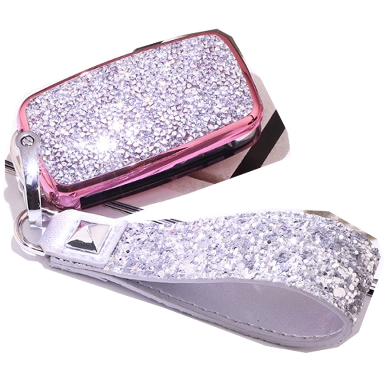 富屯 大众钥匙包 大众汽车镶钻钥匙包朗逸朗行高尔夫6宝来POLO途观带钻镶钻女钥匙包壳套扣 璀璨银