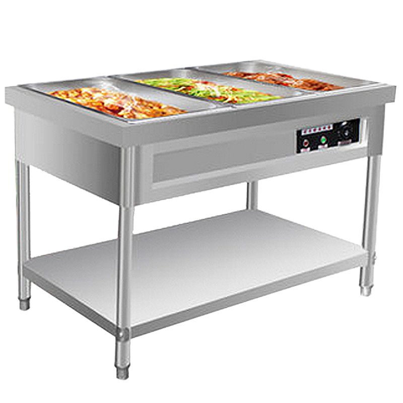 睿美(Ruimei) 3格 售饭台商用不锈钢大功率电热保温汤池不锈钢管售饭台粥台格暖汤炉保温售饭台快餐保温车(不含盘子)