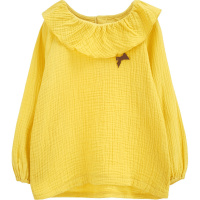 秋季女童纯色简约小淑女花边领韩版宽松薄款T恤 小淑女