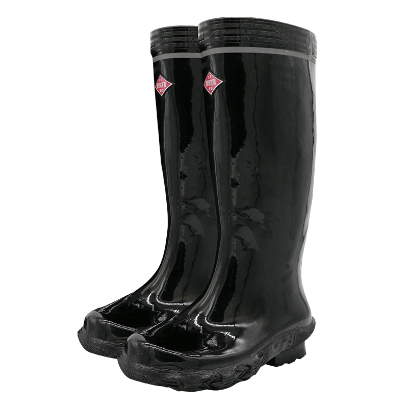 双安 工矿靴 长筒36CM矿用雨靴 带反光条防滑耐磨橡胶靴 黑色 44码