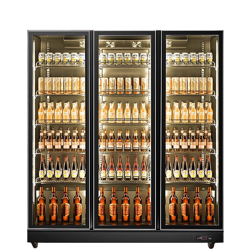 乐创(lecon)展示柜冷藏饮料啤酒柜便利店超市冰箱酒吧夜店大容量回弹门黄光风冷三门1000L LC-ZSG053