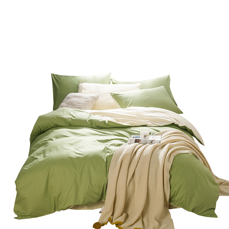 北极绒(Bejirog)全棉斜纹素色双拼四件套纯棉套件1.8/2.0米家用床上用品