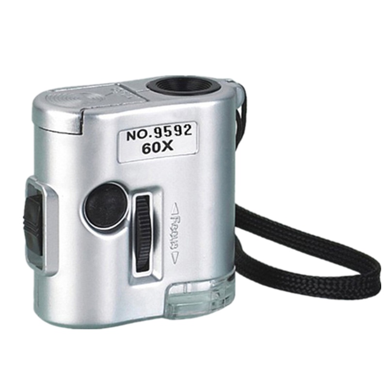 OUJIN 60倍显微镜放大镜 便携式多功能放大镜 迷你带灯带验钞袖珍型放大镜口袋显微镜