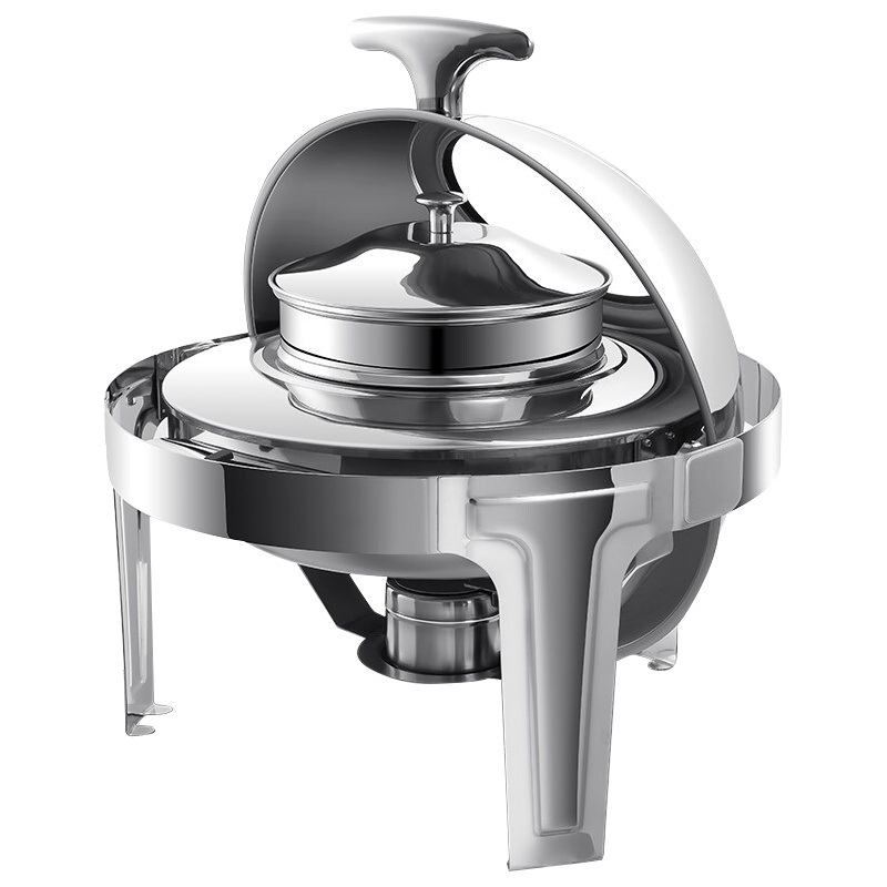 德玛仕(DEMASHI)自助餐炉布菲炉酒精灯炉 电加热翻盖汤炉720型(6L 全不锈钢盖 自助汤炉)