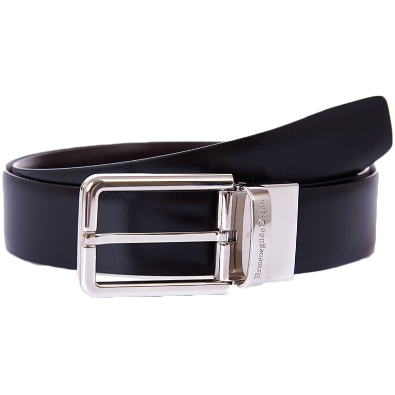 Ermenegildo Zegna 杰尼亚 男士牛皮针扣式双面腰带 BMTMSA 9058