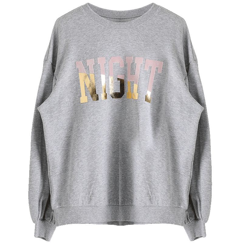 a02商场同款简约印花少女泡泡袖显瘦卫衣chic女潮D1T5B0581KT