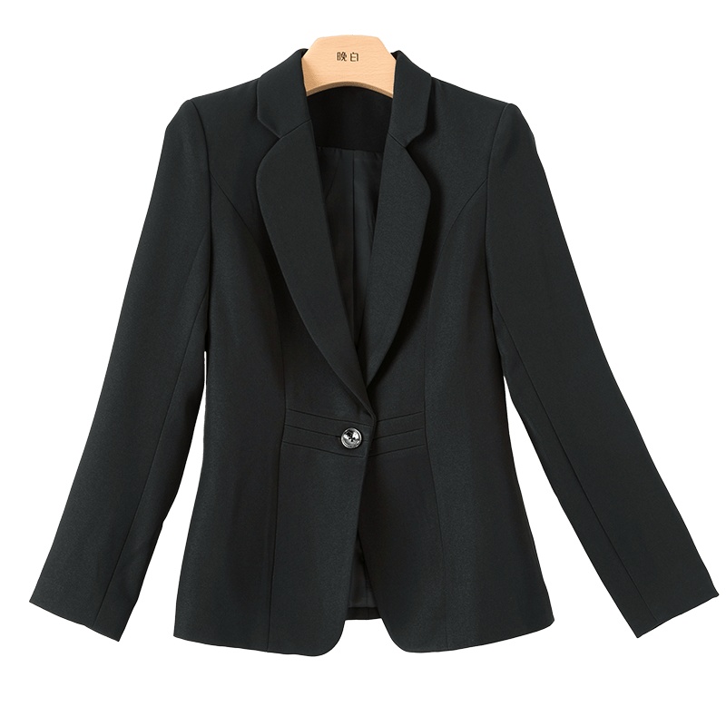 晚白2021春季新品时尚通勤简约纯色修身显瘦一粒扣百搭西装外套女