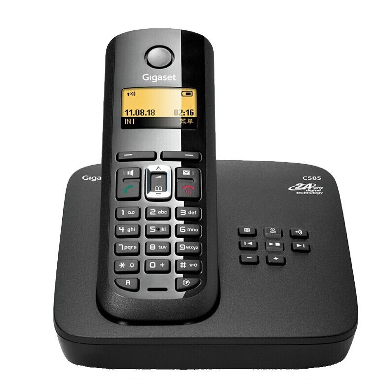 德国集怡嘉(Gigaset)原西门子电话机无绳电话单机C585系统德国进口电话机中文菜单录音留言家用办公座机(黑)