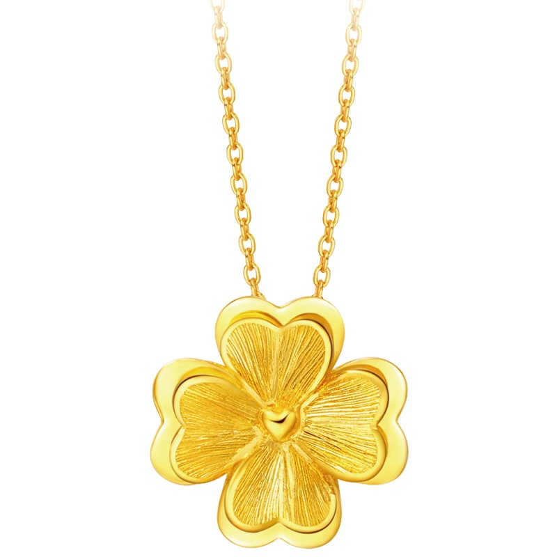 周大福花月佳期幸运草金吊坠计价 多款精品(工费:128)F203921/EOF73