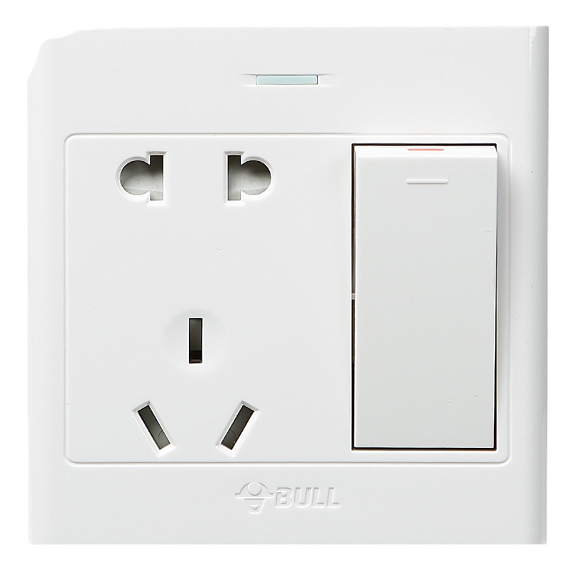 公牛(BULL) 明装开关插座 G09系列 10A一开双控五孔带开关插座 86型插座面板 G09E334 10个装