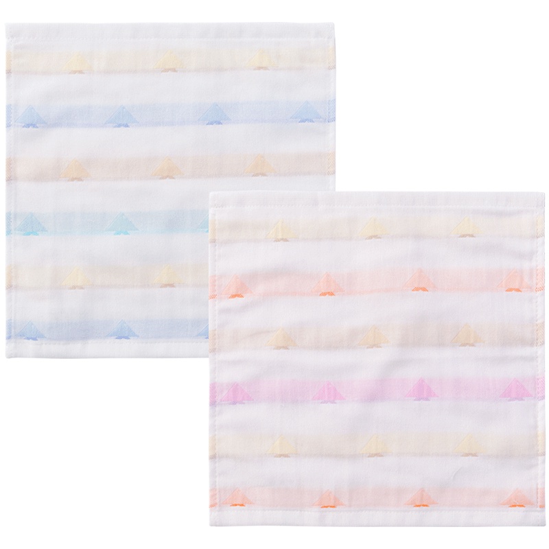 贝贝怡宝宝双层纱布洗脸巾婴儿用品纯棉吸水毛巾两条装191P514