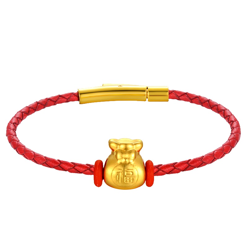 蒂蔻饰品足金宝宝小孩子手绳创意节日礼物本命年福袋黄金手链男女款