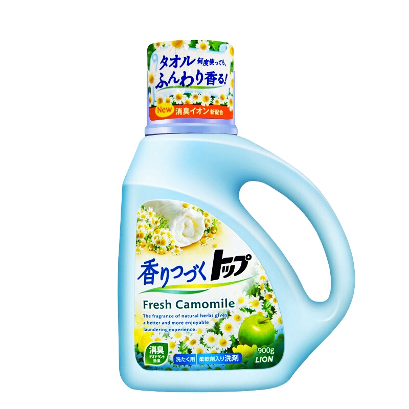 狮王TOP持久香氛洗衣液含柔顺剂 无荧光剂 洋甘菊香 900g+810替换装*2