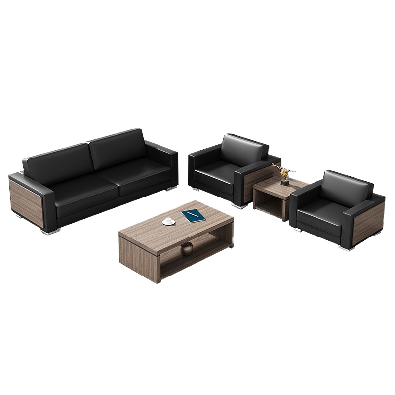 创世人 办公家具接待会客商务沙发茶几组合套装简约现代皮质沙发